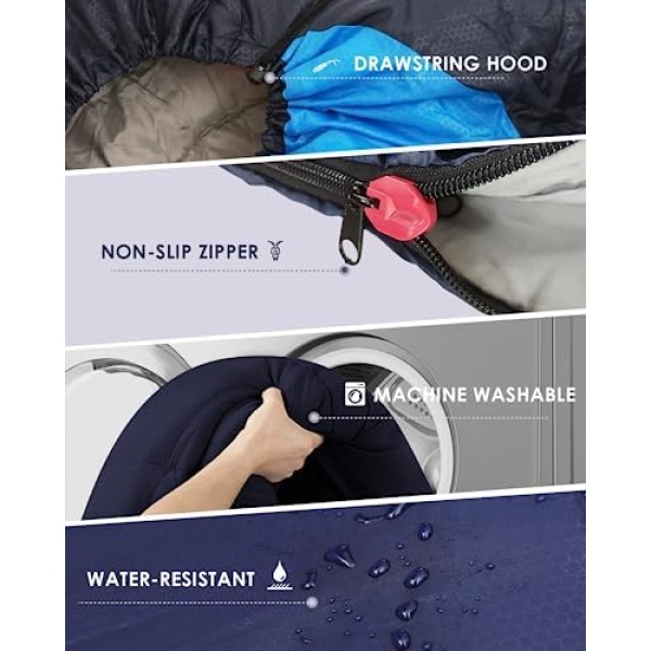 Sleeping Bags for Adults Backpacking Lightweight Waterproof- Cold Weather Sleeping Bag - Image 5