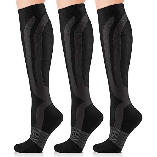 CAMBIVO 3 Pairs Compression Socks for Women and Men(20-30 mmHg)