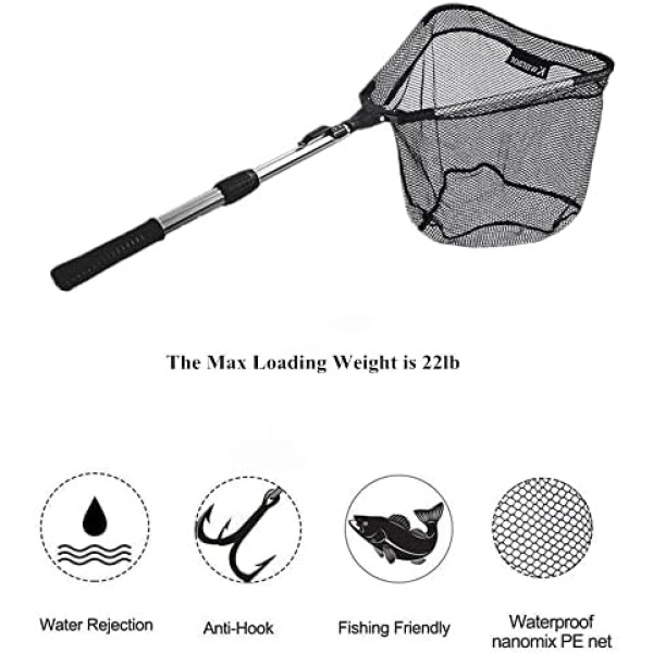 Fishing Net Collapsible, Fish Landing Net with Telescoping Aluminum Handle Extend - Image 4