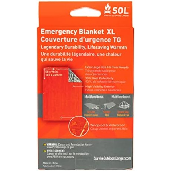 S.O.L. Survive Outdoors Longer 90 Percent Heat Reflective Survival Blanket - Image 3