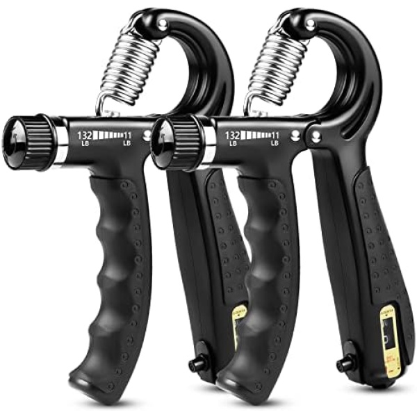 EPKAOZEY Hand Grip Strengthener, 2 Pack Grip Strength Trainer with Adjustable