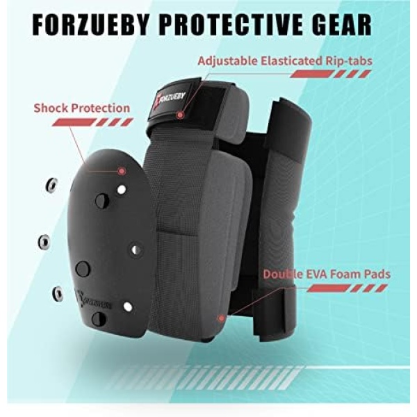 Forzueby Adult/Kids Knee Pads Elbow Pads Wrist Guards 6 in 1 Protective Gear Set for - Image 4