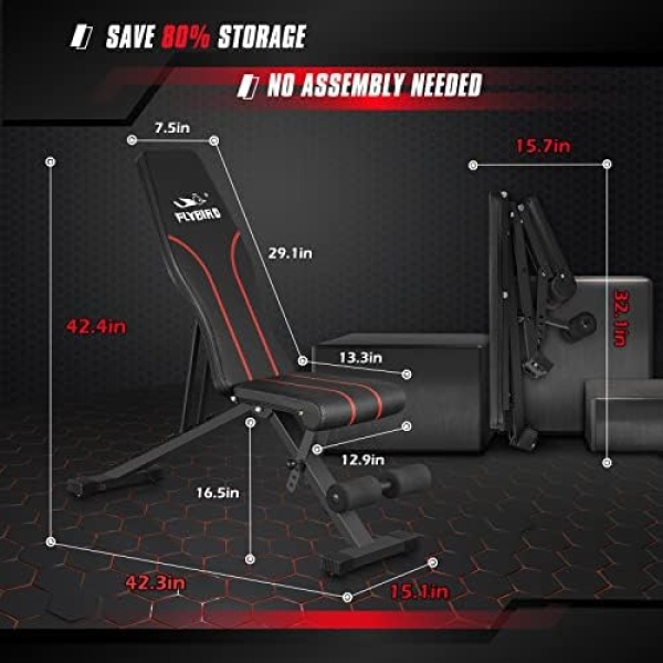 FLYBIRD Adjustable Weight Bench,Utility Workout Bench for Full Body Workout - Image 5