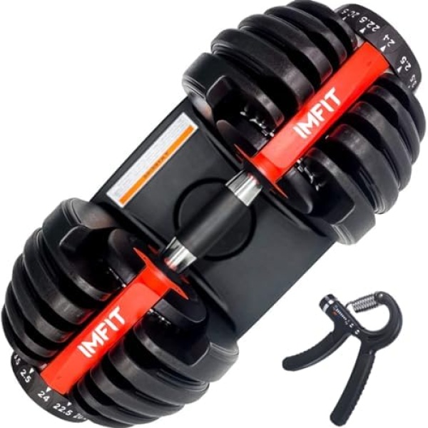 IMFit 5lb-52.5lb Adjustable Dumbbell with Free Hand Grip- Weight adjusts - Image 2