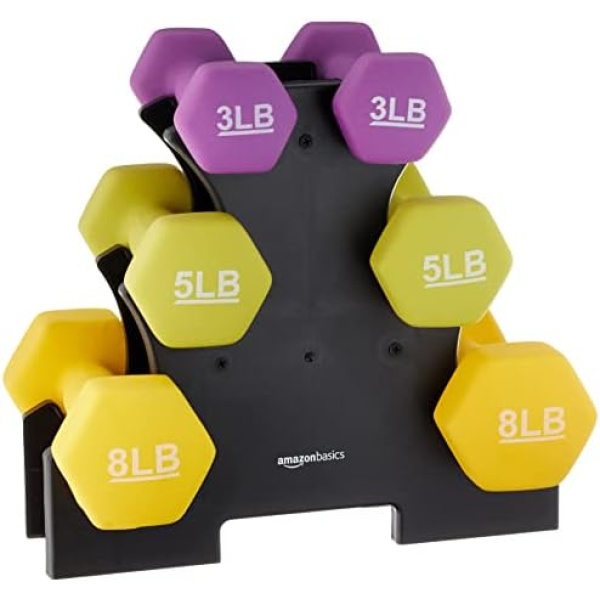 32 Pounds Neoprene Workout Dumbbell Weights with Weight Rack