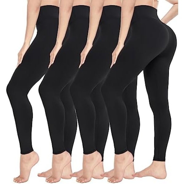 CTHH 4 Pack Leggings for Women-High Waisted Non See-Through Yoga Pants Tummy