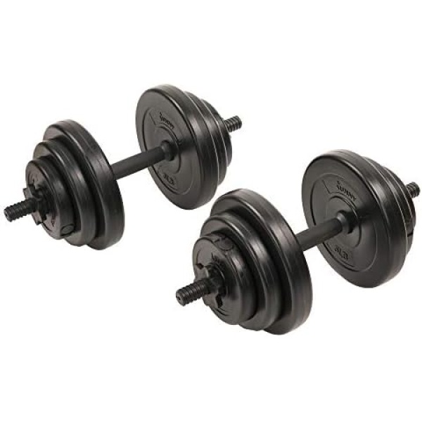 Sunny Health & Fitness Exercise Vinyl 40 Lb Dumbbell Set Hand Weights for