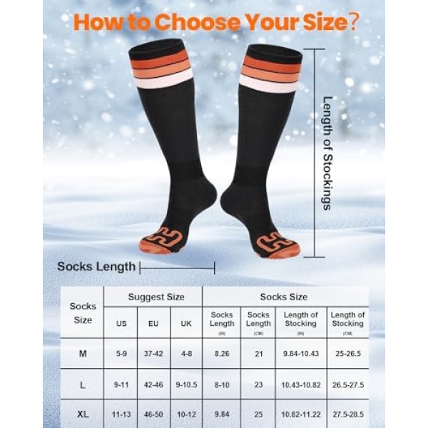 LATITOP Heated Socks for Men Women, 7.4V 22.2WH Rechargeable Battery Electric - Image 5