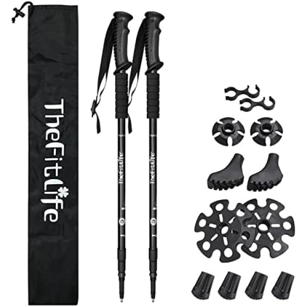 TheFitLife Nordic Walking Trekking Poles-2 Pack with Antishock and Quick Lock System