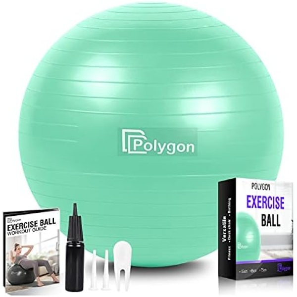 Polygon Exercise Ball, Professional Grade Anti-Burst Balance Ball for Yoga