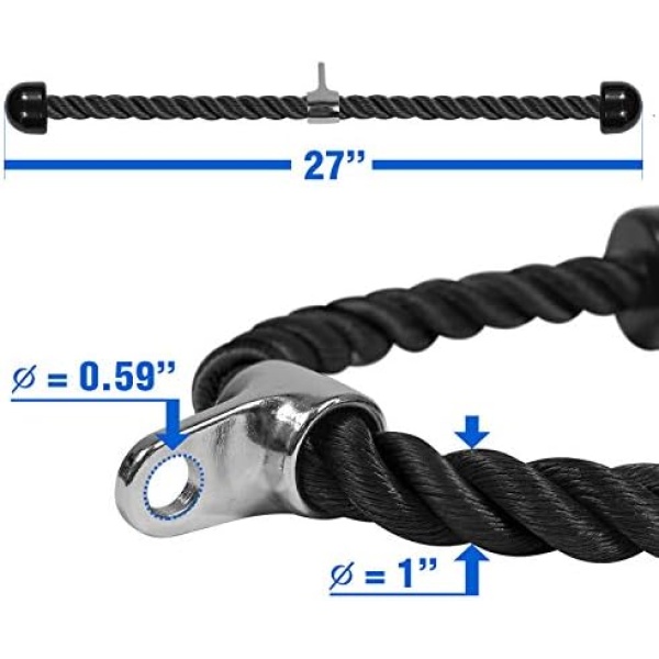 Yes4All Deluxe Tricep Rope Cable Attachment, 27 & 36 inch with 4 Colors - Image 3