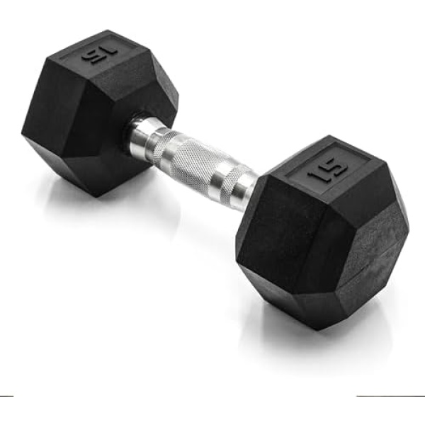 CAP 15 LB Coated Hex Dumbbell Weight, New Edition