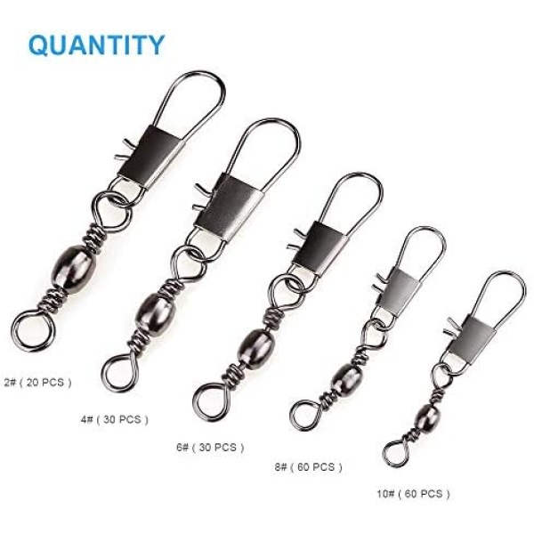 200PCS Barrel Snap Swivel Fishing Accessories, Premium Fishing Gear Equipment - Image 4