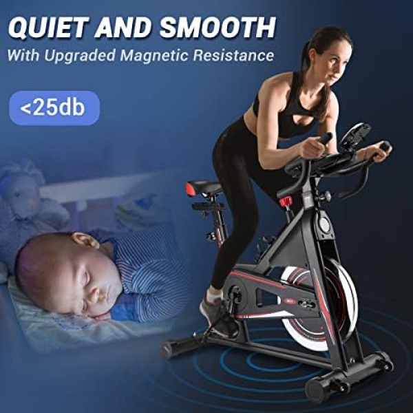 Exercise Bike, DMASUN Magnetic Resistance Pro Indoor Cycling Bike 330/350Lbs - Image 3