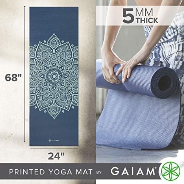 Gaiam Yoga Mat - Premium 5mm Print Thick Non Slip Exercise & Fitness Mat - Image 3