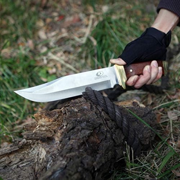 MOSSY OAK 14-inch Bowie Knife, Full-tang Fixed Blade Wood Handle - Image 6