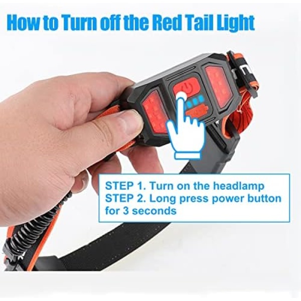 Rechargeable Headlamp,1000 Lumen 230°Wide-Beam Headlamp with Back Red - Image 3