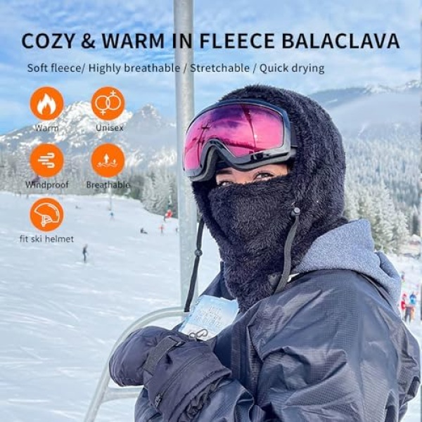 Shy Velvet Balaclava Wind-Resistant Winter Face Mask,Fleece Cold Weather Ski - Image 3