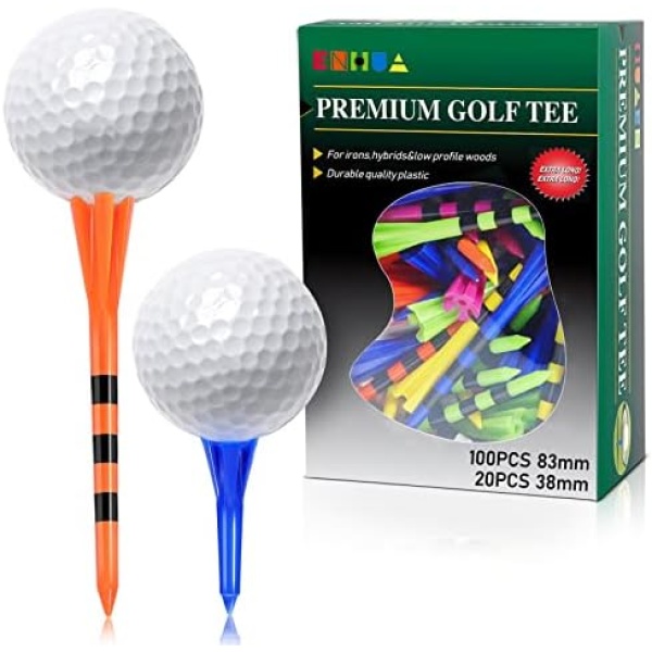 ENHUA GOLF Plastic Tees 120 Pack,3-1/4 INCH Unbreakable Long Blue Tees