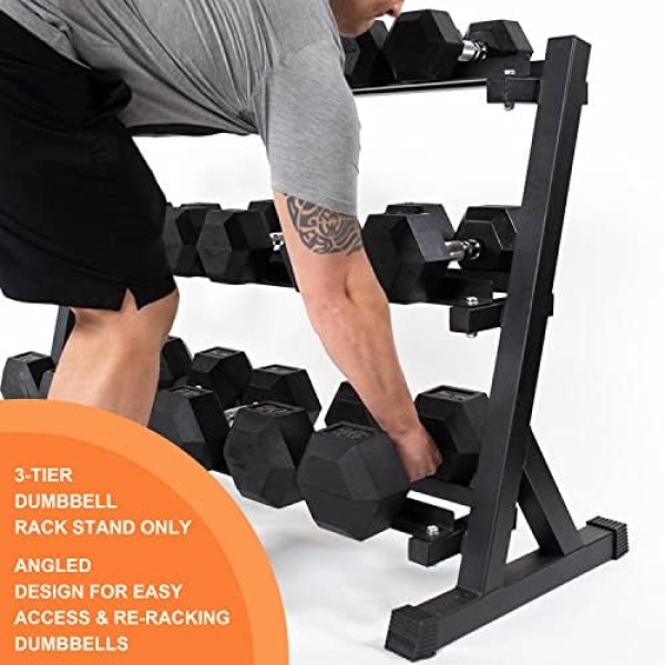 3-Tier Dumbbell Rack Stand Only, Weight Rack for Dumbbells Heavy-Duty Home - Image 6