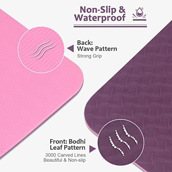 Glymnis Yoga Mat Exercise Mat Thick Non Slip Pilates Mat, Anti Tear Durable - Image 3