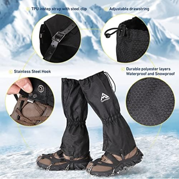 TAYOVSZY Gaiters for Hiking – Waterproof and Breathable Leg Gaiters - Image 2