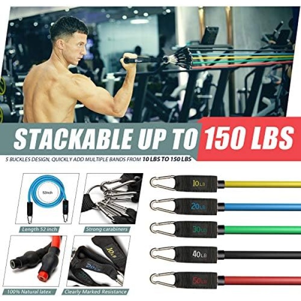 Polygon Resistance Bands Set, Exercise Tubes with Handles, Door Anchor and Ankle - Image 3