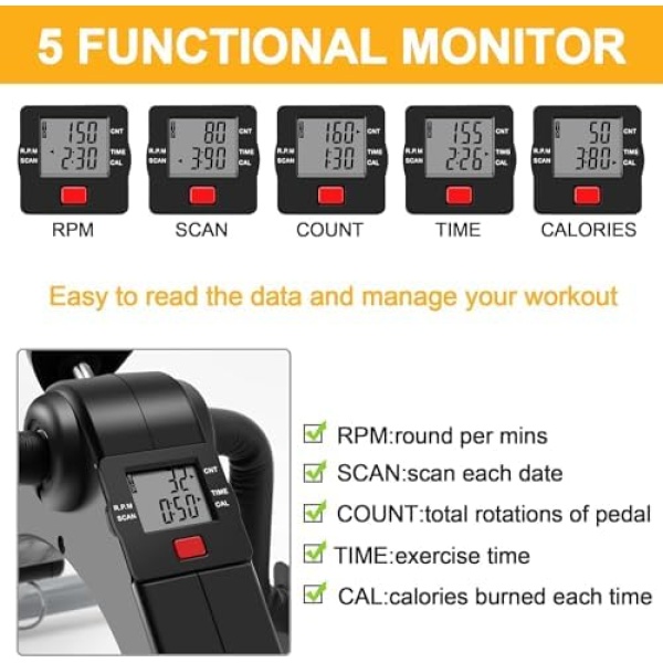 Pedal Exerciser Mini Exercise Bike Low Resistance Leg and Arm Recovery Bike - Image 4