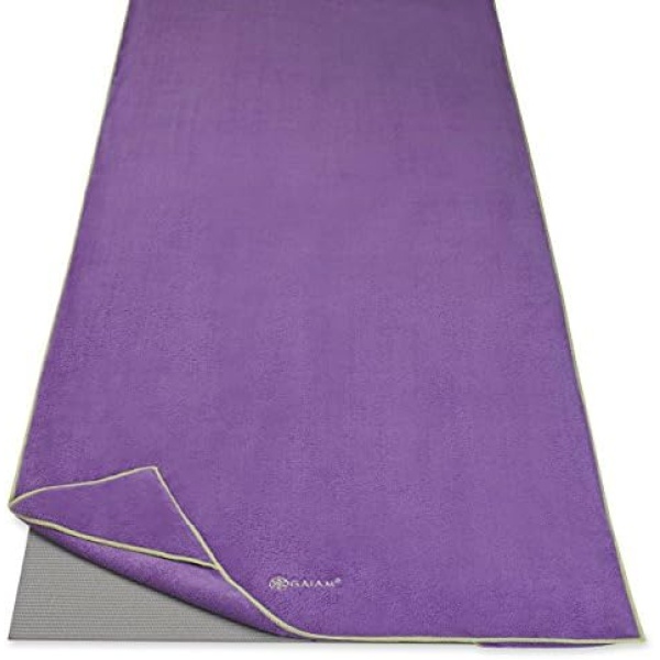 Gaiam Yoga Towel - Mat Sized Active Dry Non Slip Moisture Wicking Sweat