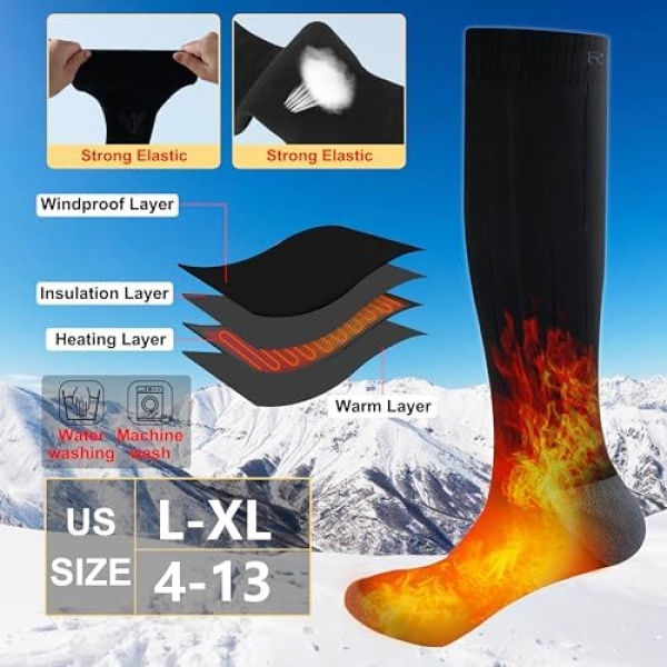 Heated Socks for Men Women - 160℉ / Work 5-10 H 7.4V Heating Socks Rechargeable - Image 6