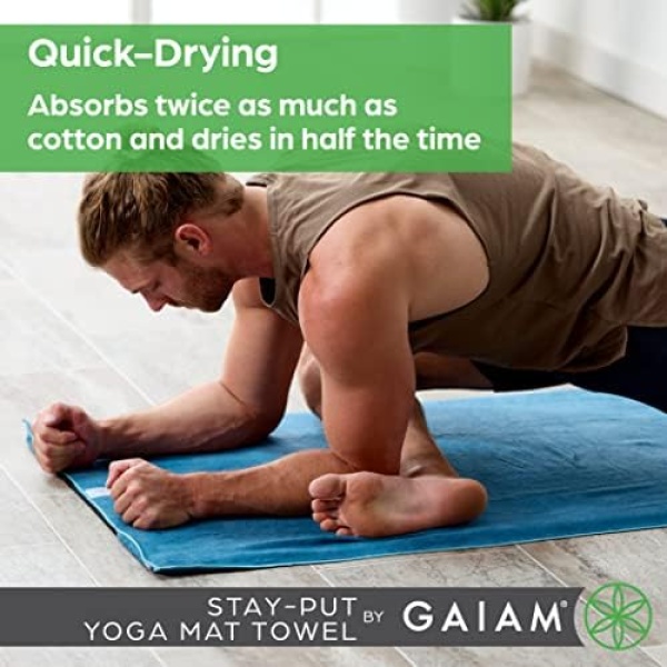 Gaiam Yoga Towel - Mat Sized Active Dry Non Slip Moisture Wicking Sweat - Image 4