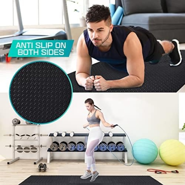 Yes4All EVA Interlocking Exercise Foam Floor Mats 12 sq ft with Border - Image 6