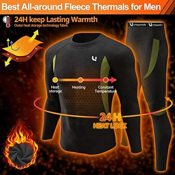 YESURPRISE Men's Thermal Underwear Sets Top & Long Johns Fleece Sweat Quick - Image 2