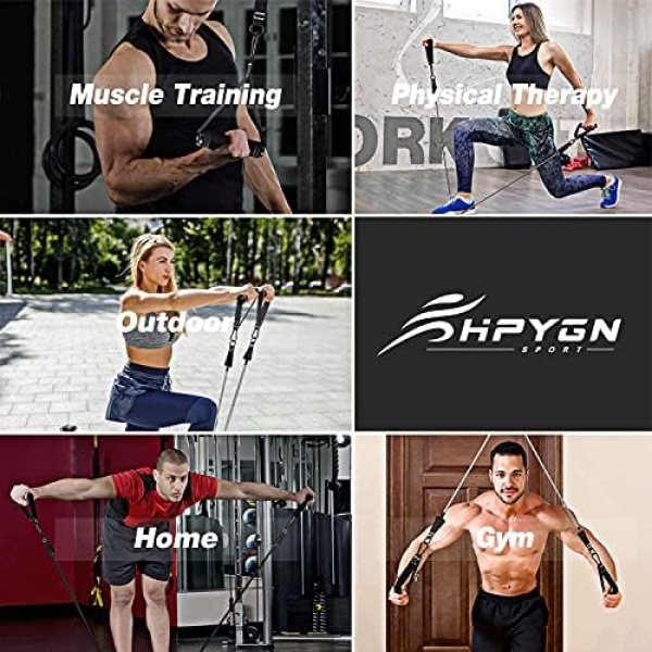 HPYGN Resistance Bands Set,5 Tube Exercise Bands with Handles, Door Anchor - Image 6