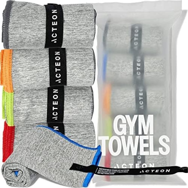 Acteon Microfiber Quick Dry Gym Towel, Silver ION Odor-Free Mega Absorbent Fiber