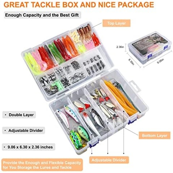 TCMBY 193/327PCS Fishing Lure Tackle Bait Kit Set for Freshwater Fishing Tackle Box - Image 7