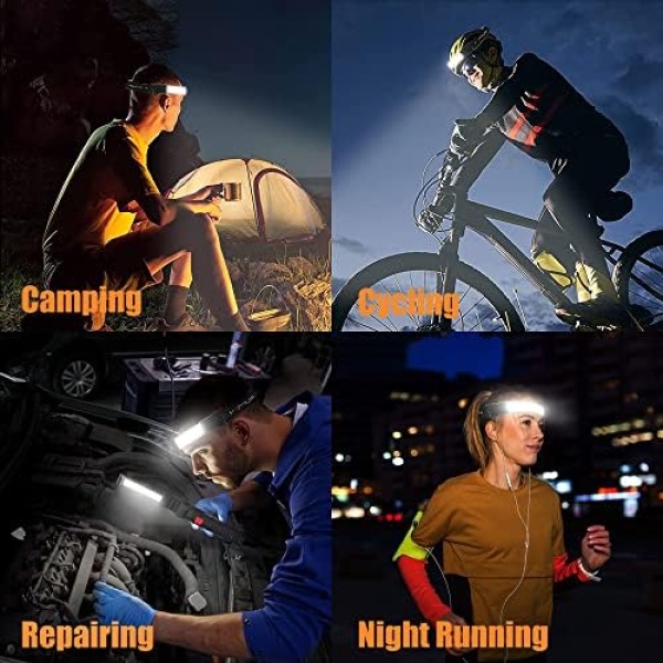 Rechargeable Headlamp,1000 Lumen 230°Wide-Beam Headlamp with Back Red - Image 8