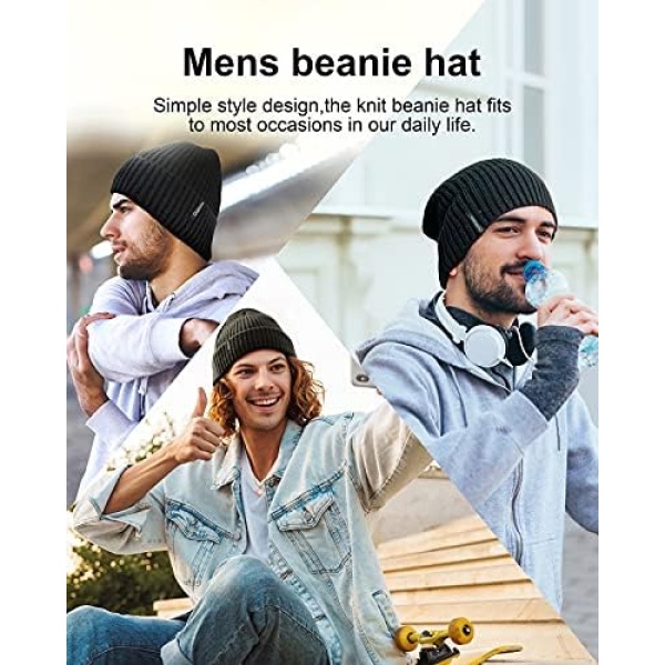 Ocatoma Beanie Hat for Men Women Warm Winter Knit Cuffed Beanie Soft Warm Ski - Image 6