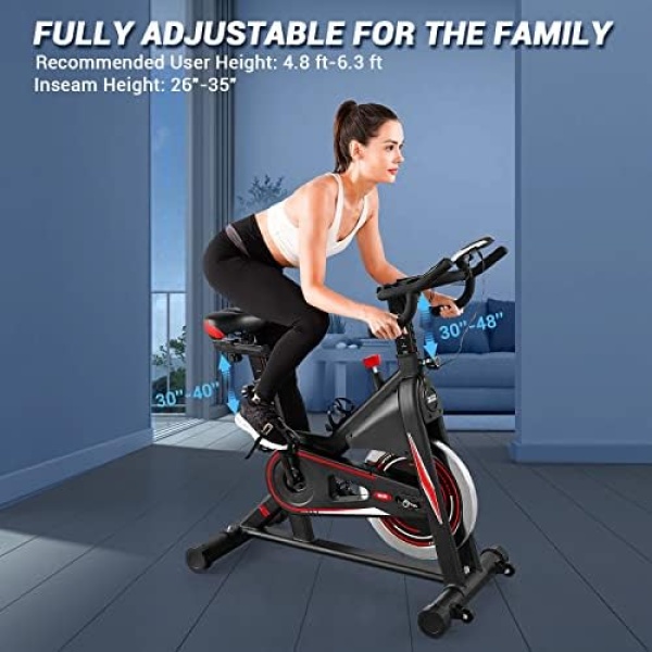 Exercise Bike, DMASUN Magnetic Resistance Pro Indoor Cycling Bike 330/350Lbs - Image 7