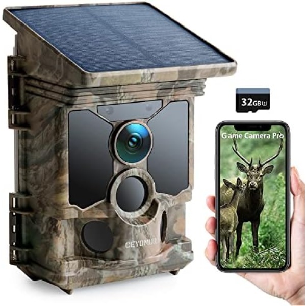 Solar Trail Cameras 4K 40MP, CEYOMUR WiFi Bluetooth Trail Camera