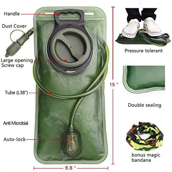 Hydration Bladder, 2L Water Bladder for Hiking Backpack Leak Proof Water - Image 2