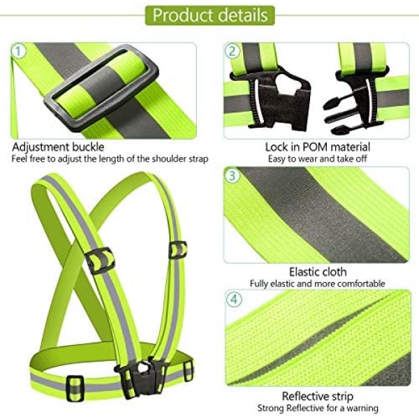 2 Pack Reflective Safety Vests for Cycling Motorcycle, 360° High Vis Reflective - Image 4