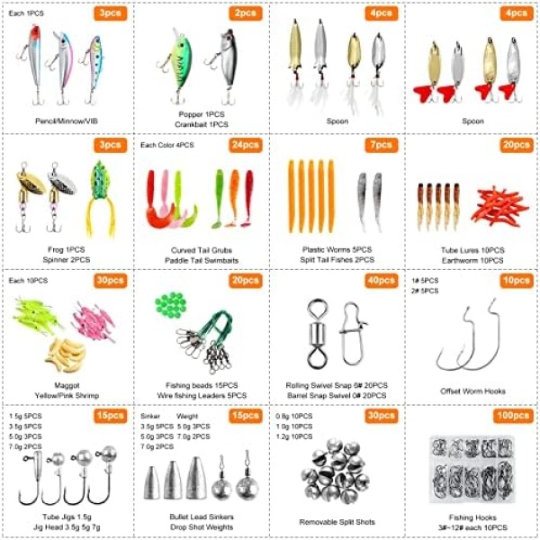 TCMBY 193/327PCS Fishing Lure Tackle Bait Kit Set for Freshwater Fishing Tackle Box - Image 8