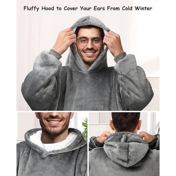 Lostrain Blanket Hoodie, Oversized Wearable Sherpa Hoody Super Soft with Warm - Image 6