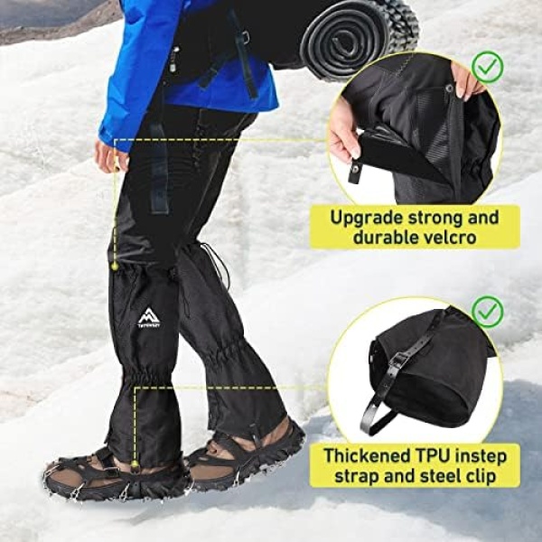 TAYOVSZY Gaiters for Hiking – Waterproof and Breathable Leg Gaiters - Image 3