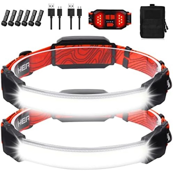 Headlamp Rechargeable 2 Packs,1500 Lumen 6 Modes LED Headlamp