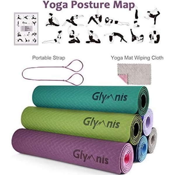 Glymnis Yoga Mat Exercise Mat Thick Non Slip Pilates Mat, Anti Tear Durable - Image 8