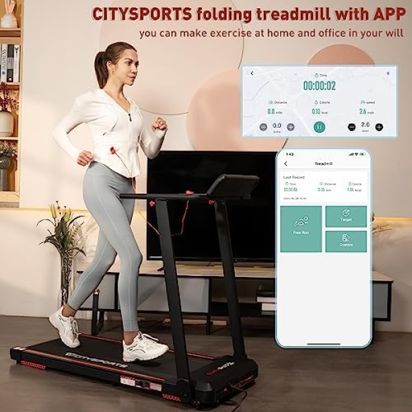 CITYSPORTS Folding Electric Treadmill, Fitness Foldable Treadmill - Image 3