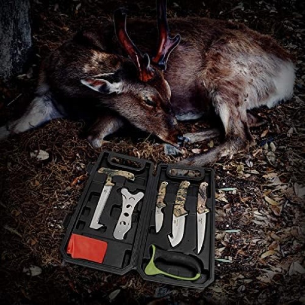 Mossy Oak Hunting Field Dressing Kit - Fixed Blade Full Tang Handle Portable Butcher Game - Image 2