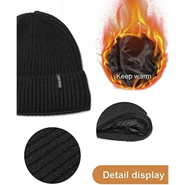 Ocatoma Beanie Hat for Men Women Warm Winter Knit Cuffed Beanie Soft Warm Ski - Image 2